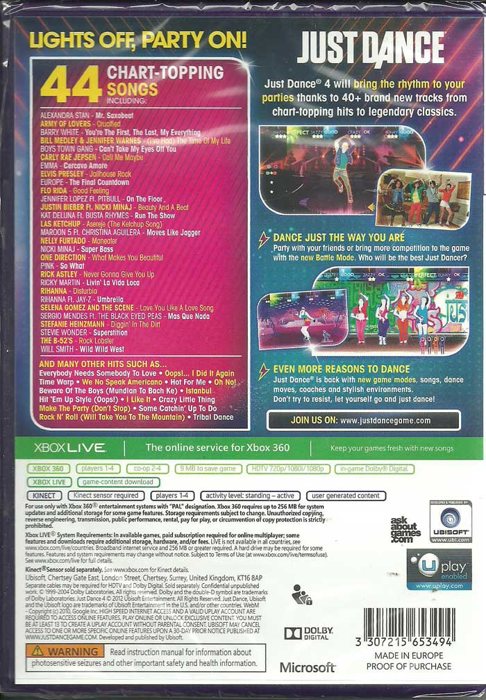 Just Dance 4 XBOX 360 Kinect okładka przód sklep najtańsze gry na konsole Just_Dance_4_XBOX_360_Kinect